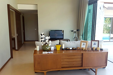 Living Area with Pool and Garden View